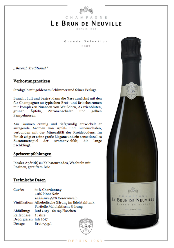 Champagner Le Brun de Neuville „Grande Selection“ beim Wein-Musketier kaufen